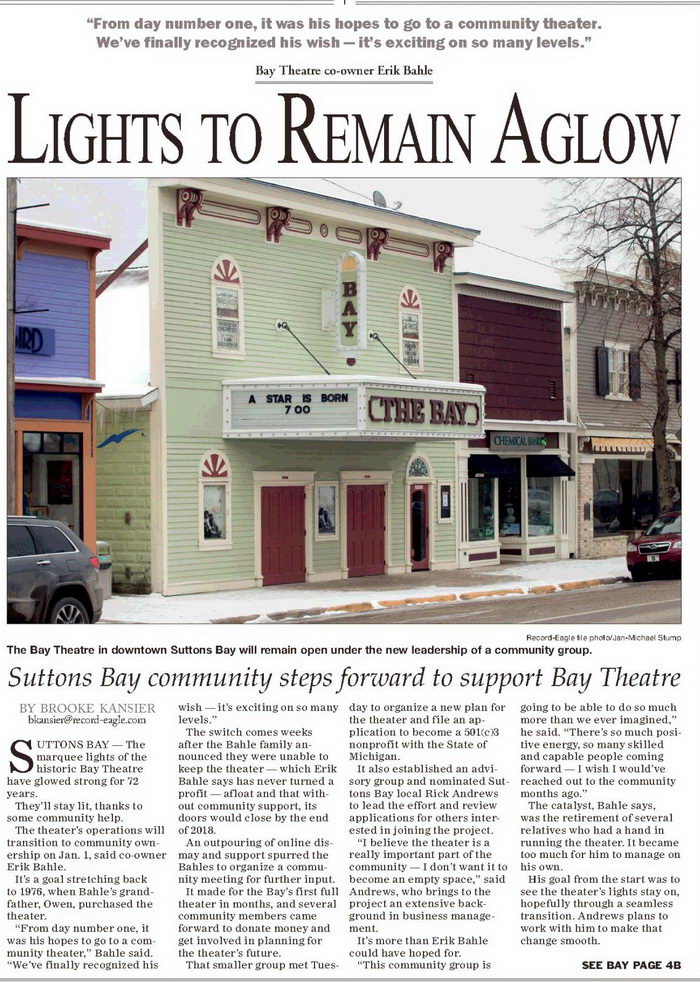 Bay Theatre - Traverse City Record Eagle Dec 21 2018